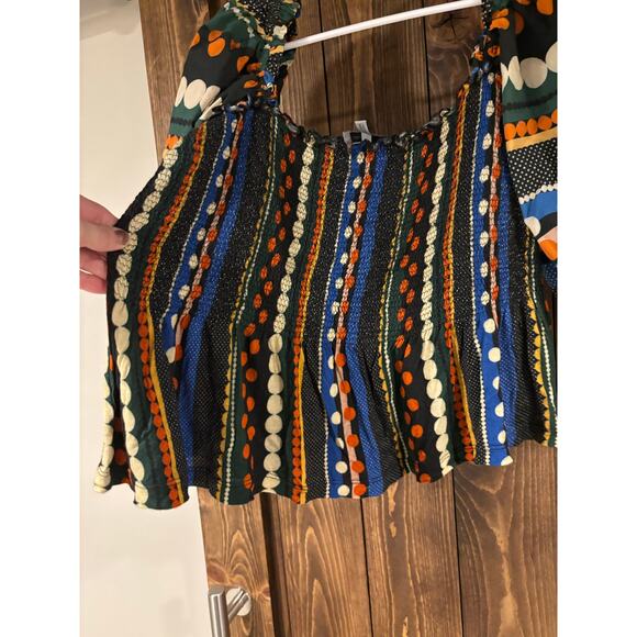 Anthropologie Conditions Apply Smocked Sweetheart Blouse Large - Picture 3 of 7